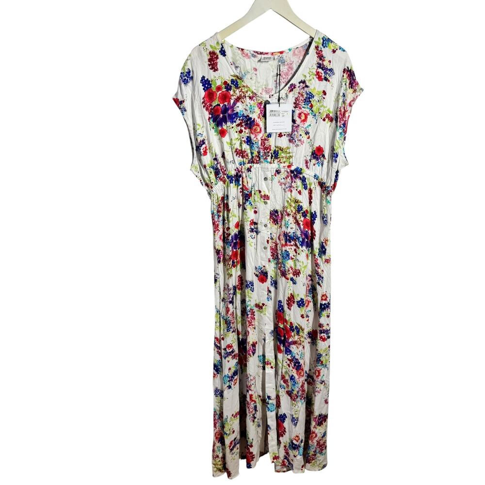 SomeDays Lovin Dress M Cream Floral NWT Button Down Front Slit Maxi Boho Concert